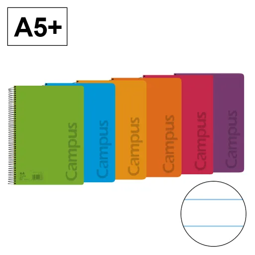 Bloco Espiral Capa Polipropileno A5+ 80 Fls 90g Linhas – Campus