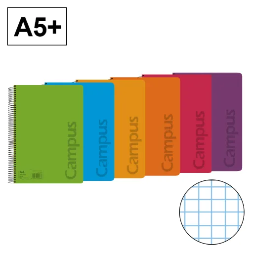 Bloco Espiral Capa Polipropileno A5+ 80 Fls 90g Liso – Campus