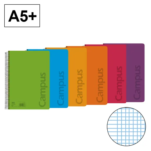 Bloco Espiral Capa Polipropileno A5+ 80 Fls 90g Milimetrado – Campus