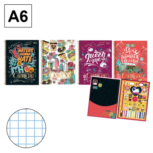 Bloco Capa Dura A6+ 80 Fls 70g Quadriculado 4 mm Capricho – Campus