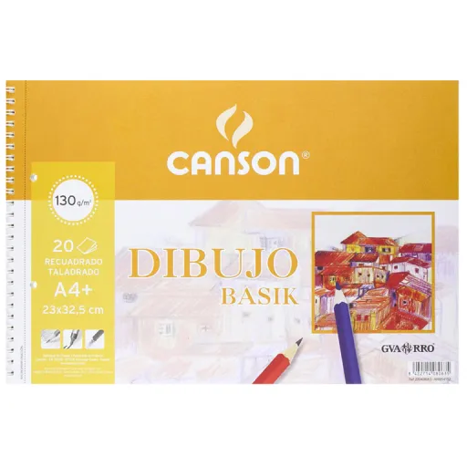 Bloco de Desenho Basik A4 Espiral Recuado 2 Furos 20 Fls 130g – Canson