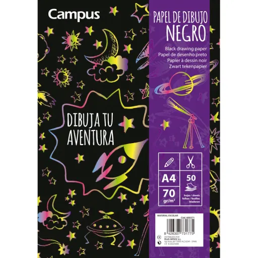 Bloco Desenho A4 70g 50 Fls Papel Preto – Campus