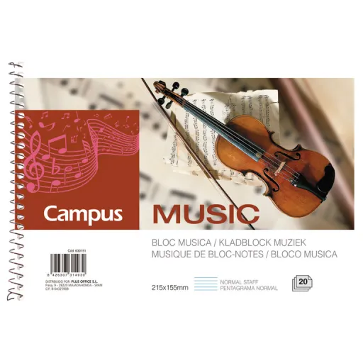 Bloco Música A5 Deitado 20 Fls Pentagrama Clássico – Campus