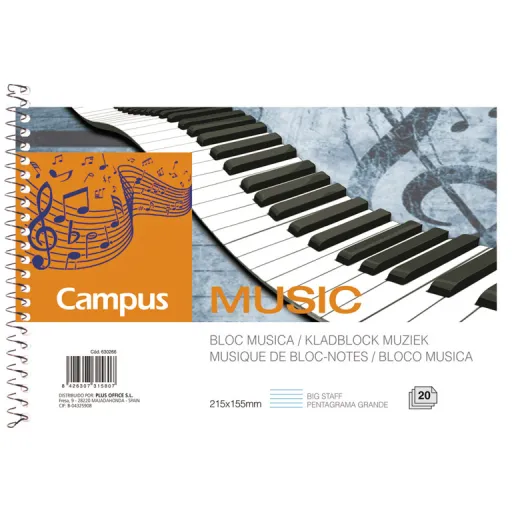 Bloco Música A5 Deitado 20 Fls Pentagrama Grande – Campus