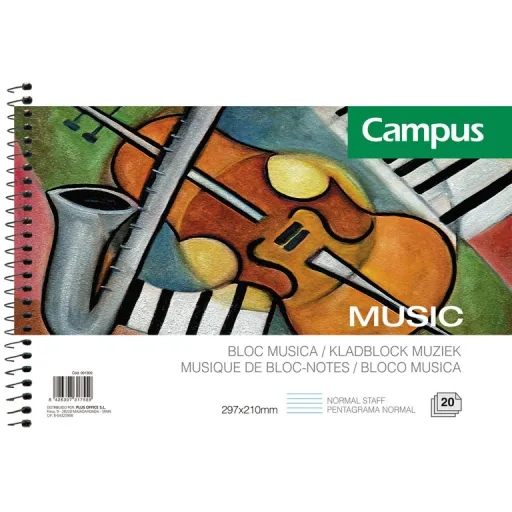Bloco de Música A4 Deitado 20 Fls 80g Pentagrama – Campus