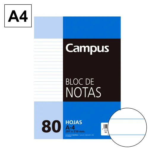 Bloco de Notas Microperfurado A4 80 Fls 60g Linhas Horizontais – Campus