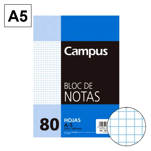 Bloco de Notas Microperfurado A5 80 Fls 60g Quadriculado 4mm - Campus