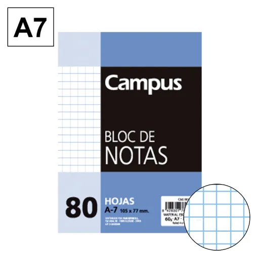 Bloco de Notas Microperfurado A7 80 Fls 60g Quadriculado 4mm - Campus