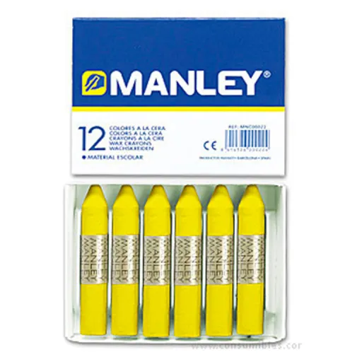 Lápis de Cera Amarelo Permanente 12 Un. - Manley