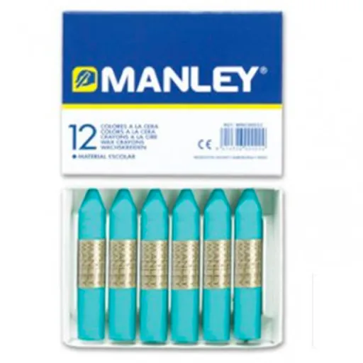 Lápis de Cera Azul Turquesa 12 Un. - Manley