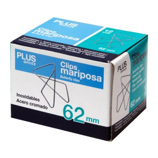 Clipes Mariposa Grandes 62 mm – 12 Unidades - Plus