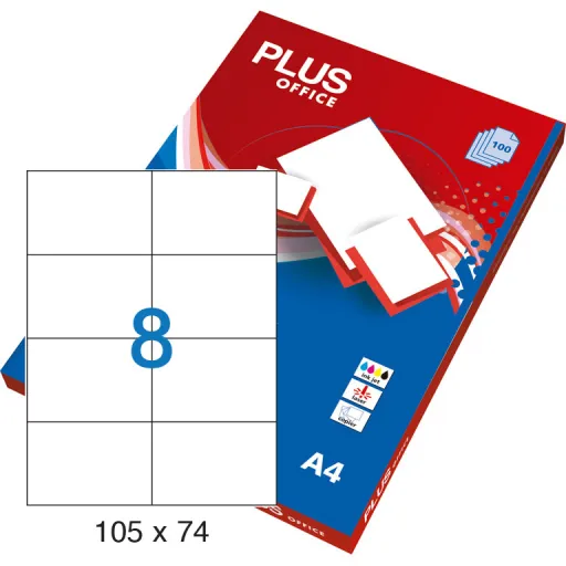 Etiquetas Autocolantes Plus Office 105x74 mm – 100 Folhas