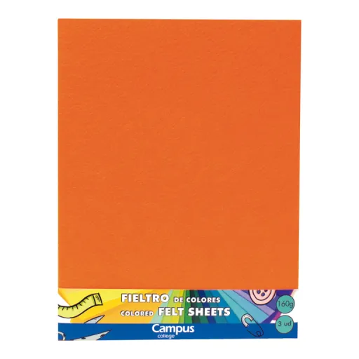 Folhas de Feltro Campus 23x30,5 cm 160g Laranja – Campus