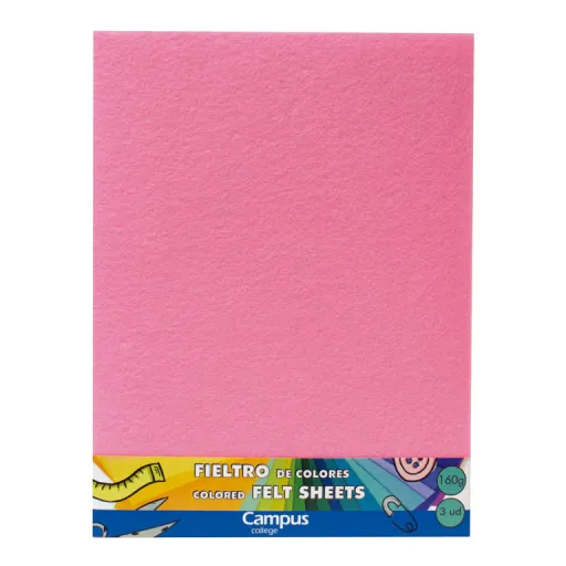 Folhas de Feltro Campus 23x30,5 cm 160g Rosa Claro – Campus