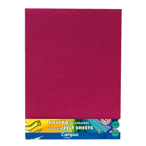 Folhas de Feltro Campus 23x30,5 cm 160g Rosa Escuro – Campus