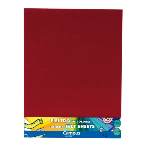 Folhas de Feltro Campus 23x30,5 cm 160g Vermelho – Campus