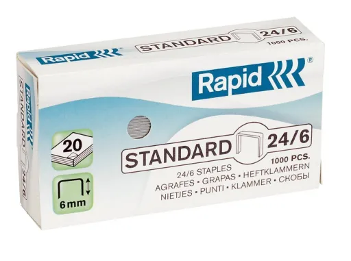 Agrafes Rapid Standard 24/6 - Caixa com 1000 Unidades