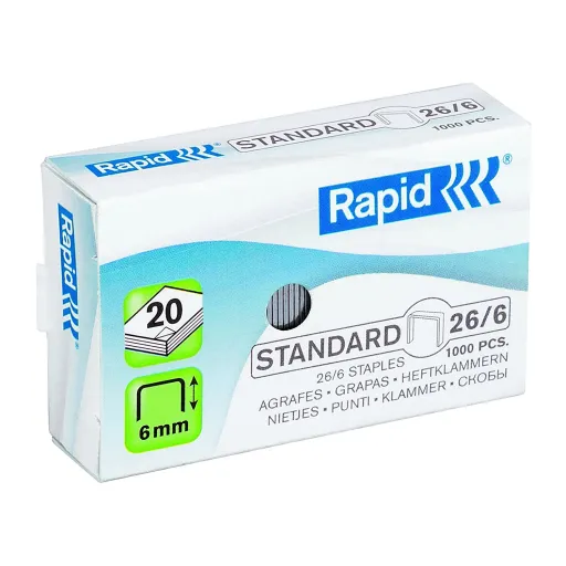 Agrafes Rapid Standard 26/6 - Caixa com 1000 Unidades