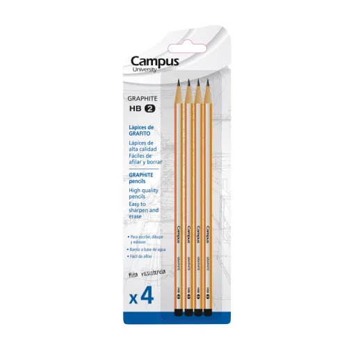 Lápis Campus Hexagonal 2HB Blist 4 Un. - Campus