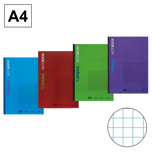 Caderno Colado A4 40Fls 90GR Quadriculado 5mm – Campus