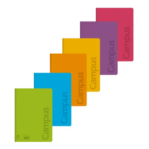 Caderno A4 Agrafado 48Fls 90GR Dupla Linha 2,5mm Capa Polipropileno – Campus