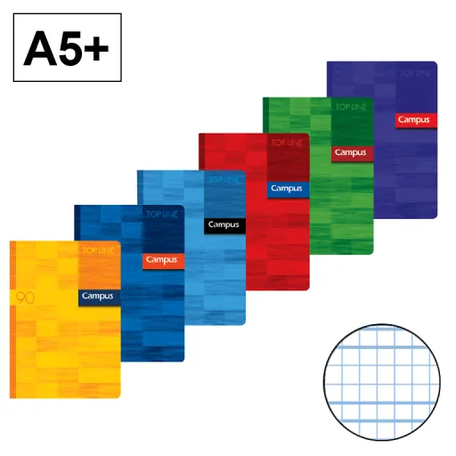 Caderno A5+ Agrafado 48Fls 90GR Quadriculado 3mm – Campus