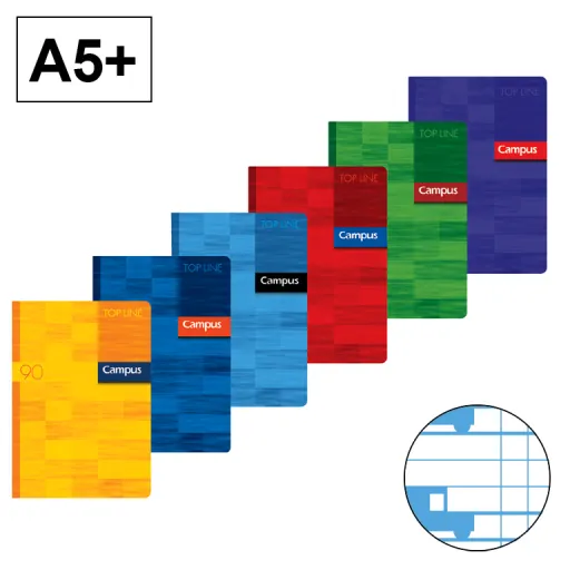 Caderno A5+ Agrafado 48Fls 90GR Quadriculado 4mm – Campus
