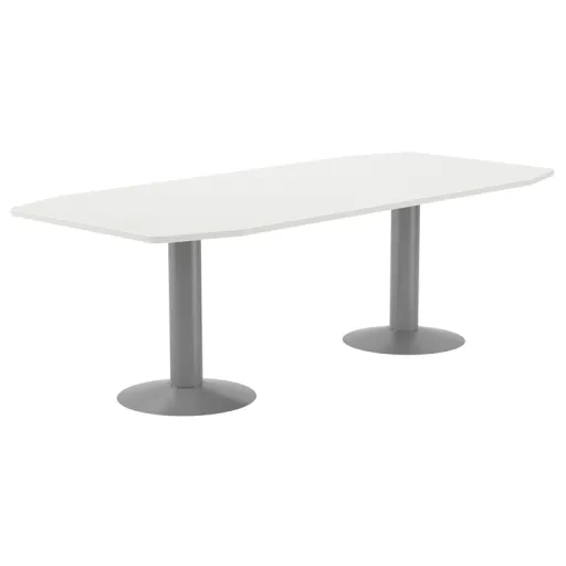 Secretária de Escritório 220x100cm – Rocada Alumínio / Branco Estrutura Metálica Retangular