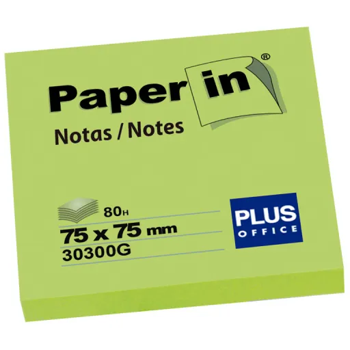 Bloco Notas Autoadesivas 75x75mm 80 Fls Verde Néon – Plus