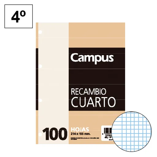 Recargas de Folhas 155 x 215 mm 100 Fls 60GR Milimétrico – Campus