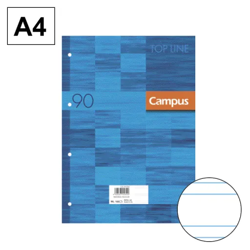 Recargas de Folhas A4 100 Fls 90GR Dupla Linha 2,5 mm Azul – Campus