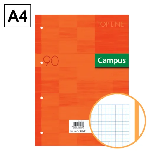Recargas de Folhas A4 100 Fls 90GR Quadricula 5mm Laranja – Campus