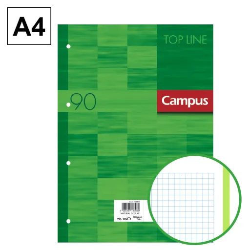 Recargas de Folhas A4 100 Fls 90GR Quadricula 5mm Verde – Campus