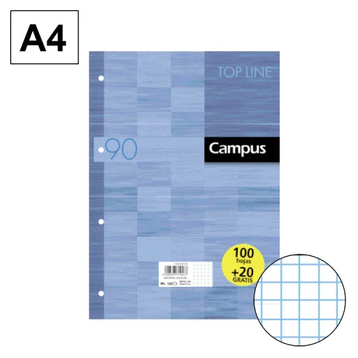 Recargas de Folhas A4 120 Fls (100+20) 90GR Quadricula 4mm Azul Claro – Campus
