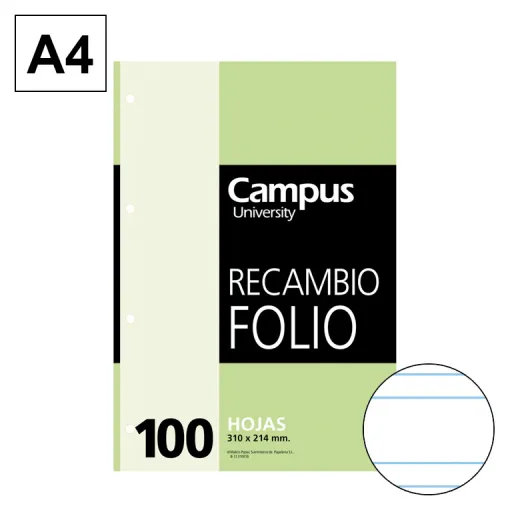 Recargas de Folhas Folio 100 Fls 60GR Dupla Linha 2,5 mm – Campus