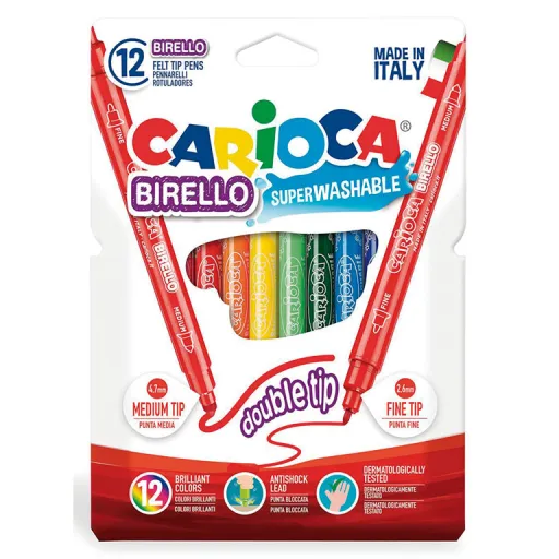 Marcadores Borronas Carioca Birello 2 Pontas 12 Cores – Carioca