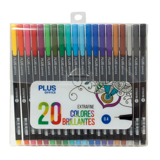 Marcador Permanente Plus Extrafino 20 Cores – Plus Office