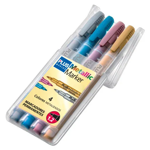 Marcador Permanente Metálico Branco 4 Un. – Plus