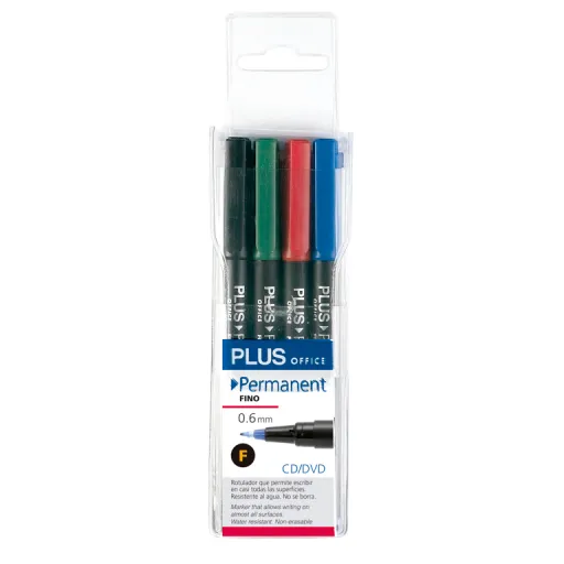 Marcador Permanente Plus "F" 4 Cores – Plus