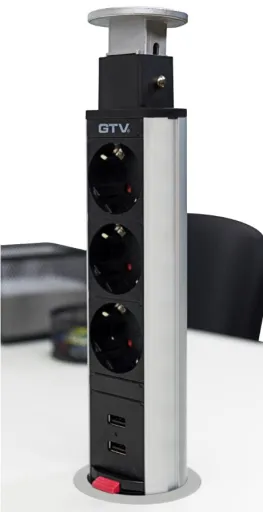 Passa Fios Torre 3 Tomadas + 2 USB