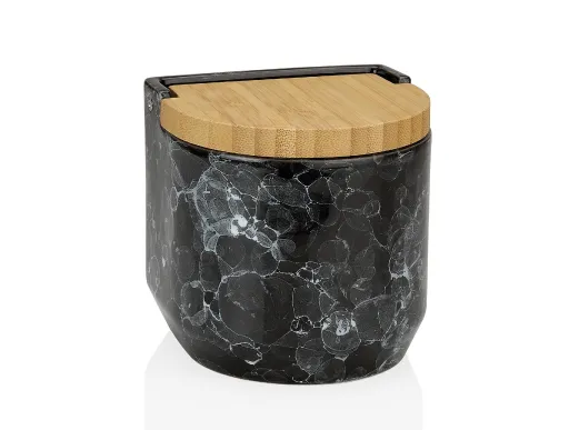 Saleiro em Cerâmica e Bambu Bubble 12 x 11,5 x 12 cm