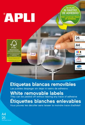 Etiquetas Autocolantes 35,6x16,9mm Removíveis 25 Folhas