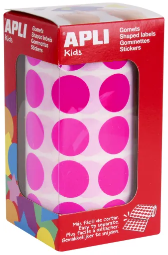 Rolo Autocolantes Redondo Fucsia 20MM