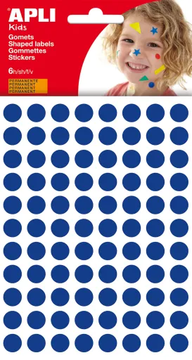 Etiquetas Autocolantes Redondas Ø10,5mm, Azul. Acabamento Permanente. Embalagem com 588 Unidades.