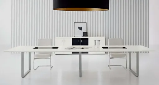 Mesa de Reunião 4000x1200x740mm - Kclose Melamina com Vidro