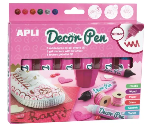 Conjunto de Marcadores de Gel com Purpurinas (Pack 6 Un.) – APLI