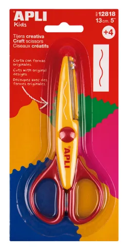 Tesoura Criativa Ondulada Laranja 13cm Apli