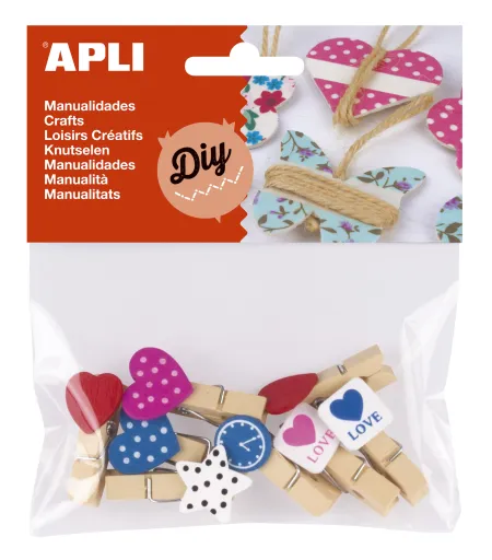 Kit Manualidades – Mini Pinças de Madeira – 8 Un. – Apli