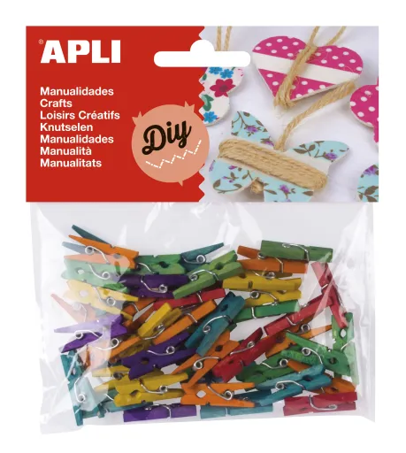 Kit Manualidades – Mini Molas Coloridas em Madeira – 45 Un. – Apli