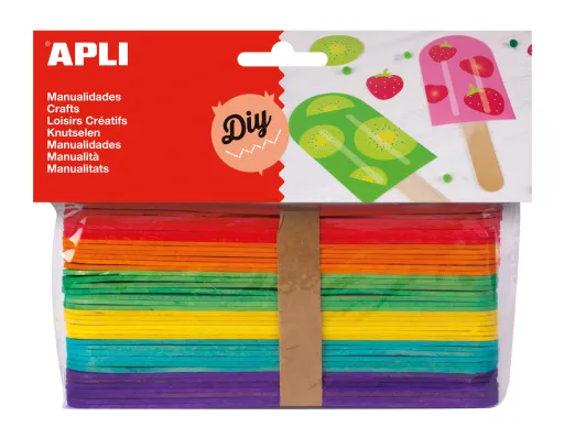 Kit Manualidades Palitos Jumbo Coloridos 150x18mm 40un. – Apli